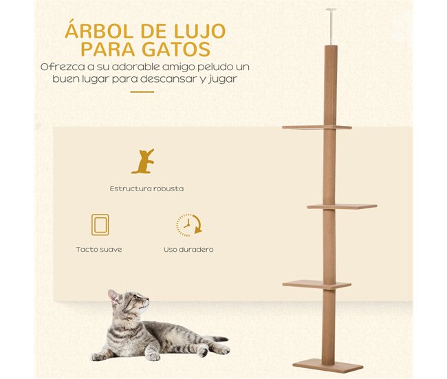 Arranhador para Gatos Aglomerado de Madeira, Flanela e Sisal Castanho