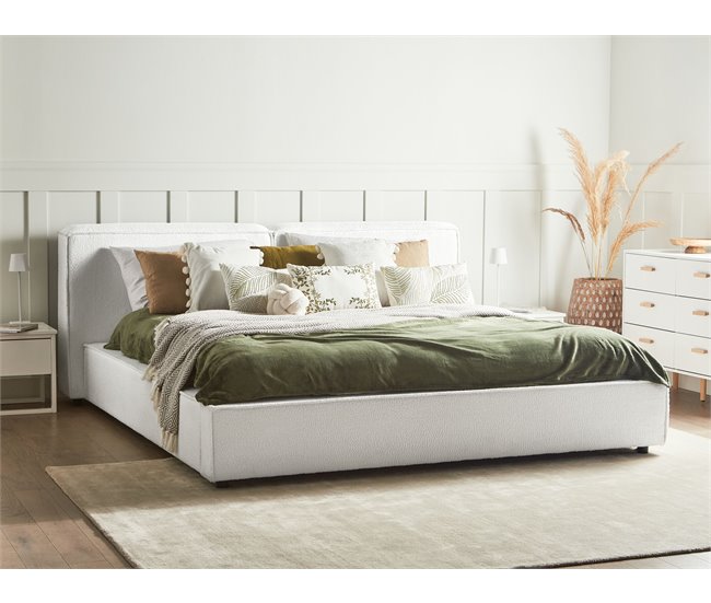 Beliani Cama Bouclé LINARDS 230x242 Branco