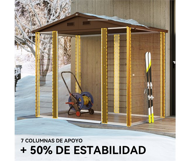 Abrigo de Jardim Aço e Polipropileno Outsunny Castanho