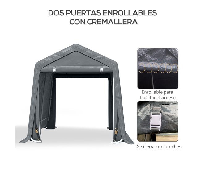 Abrigo de Exterior Metal e Tecido PE Outsunny Cinza