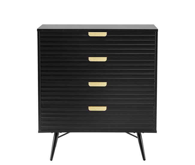 Cómoda EMILY 90x80x40cm 3 gavetas pretas Preto