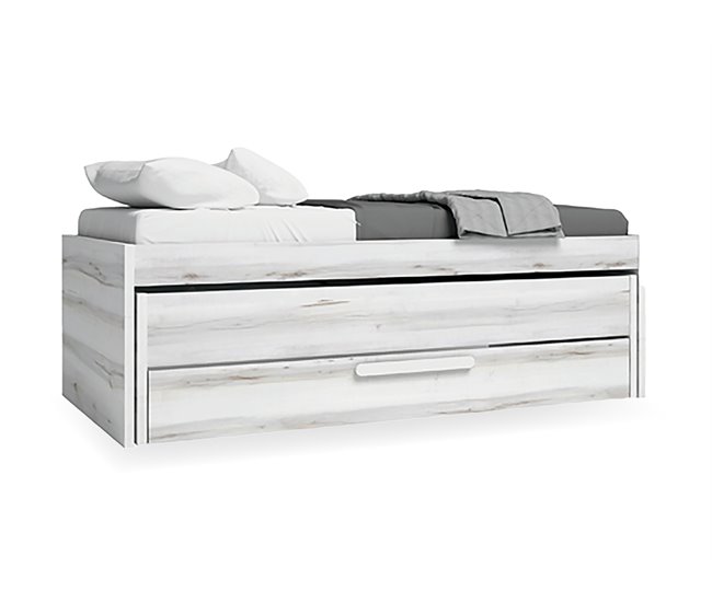 Cama gavetão 90x190cm SNOW cinza e branco Branco
