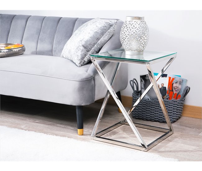 Beliani Mesa de apoio BEVERLY 40x40 Cinza