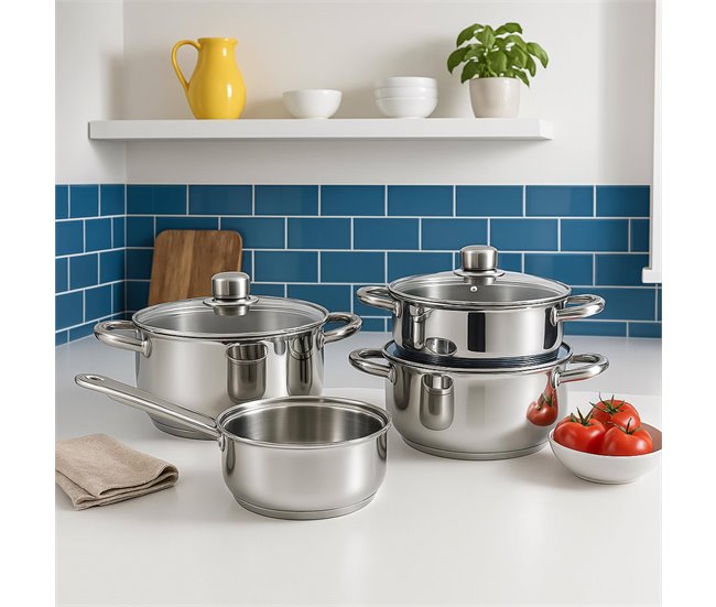 Conjunto de panelas Well Home 7 peças + 3 panelas Cinza