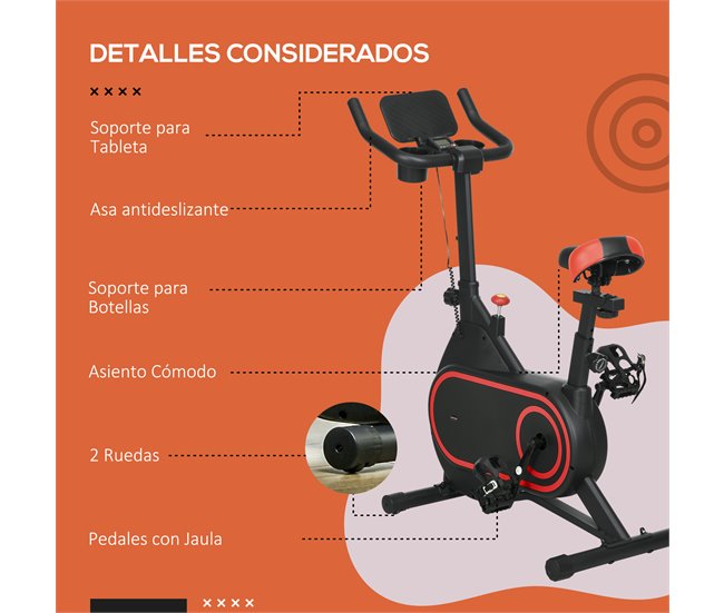 Bicicleta Estática Aço e Polietileno SPORTNOW Vermelho