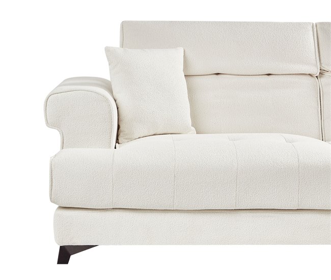 Beliani Sofá de 3 lugares Bouclé SKIVE Branco