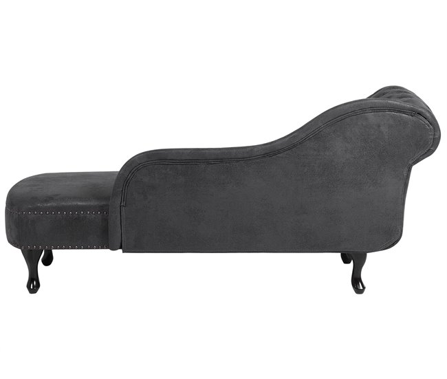Beliani Chaise longue versão à esquerda Camurça sintética NIMES Cinza Escuro