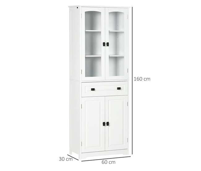 Armário de Cozinha Melamina de madeira, MDF e vidro temperado Branco