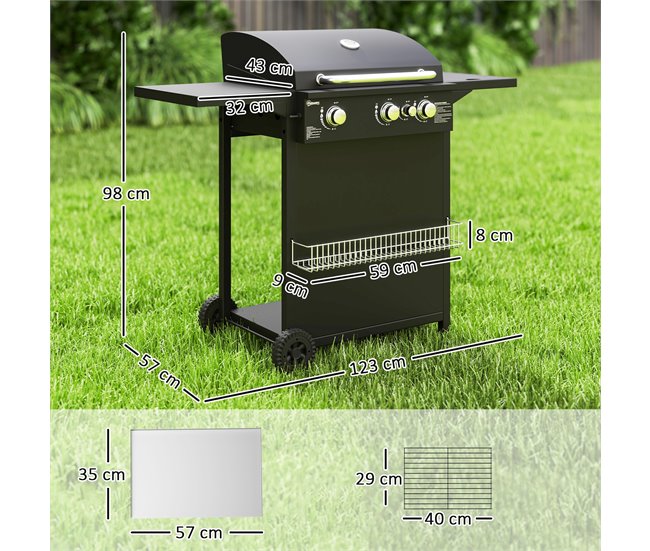 Barbecue a Gás Aço e ABS Outsunny Preto