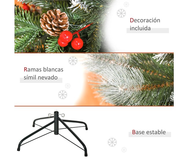 Árvore de Natal PVC, PE, Aço HOMCOM, casa - natal Verde