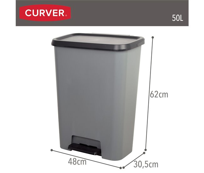 Curver Caixote do lixo Compatta 50L Cinza