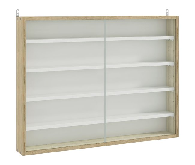Vitrine de Parede Melamina de Madeira e Vidro HOMCOM Castanho