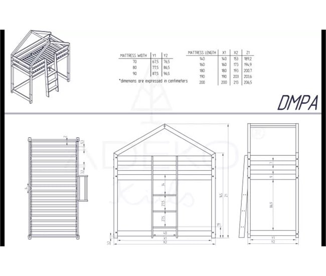 Beliche infantil Mila 90x180 Natural