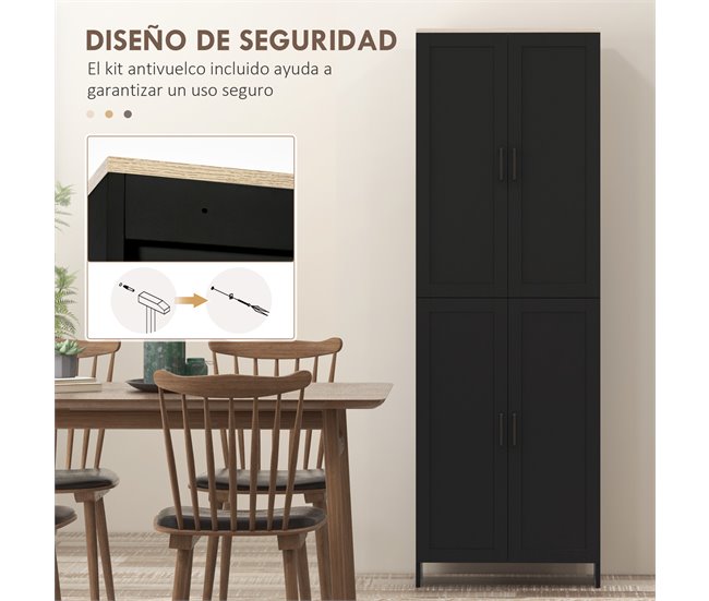 Armário de Cozinha Melamina de Madeira HOMCOM, casa - cozinha Preto