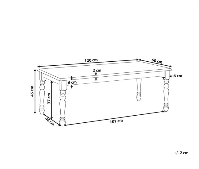 Beliani Mesa de centro KOKOMO 60x120 Branco