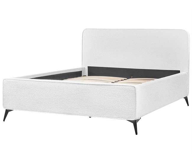 Beliani Cama com estrado Bouclé VALOGNES 172x220 Branco