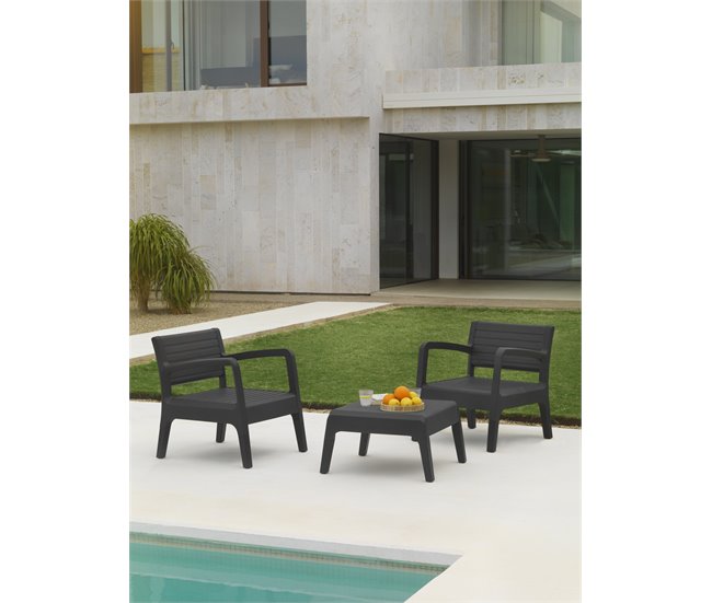 Conjunto de jardim em grafite MIAMI TETE Cinza