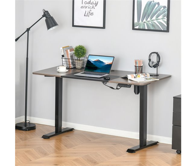 Secretária Elétrica de Pé Metal, Melamina de Madeira Vinsetto 140x70 Preto