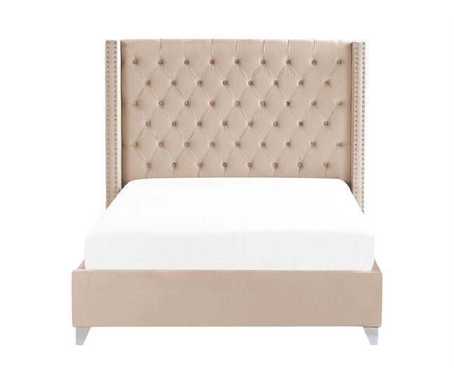Beliani Cama Veludo LUBBON Bege