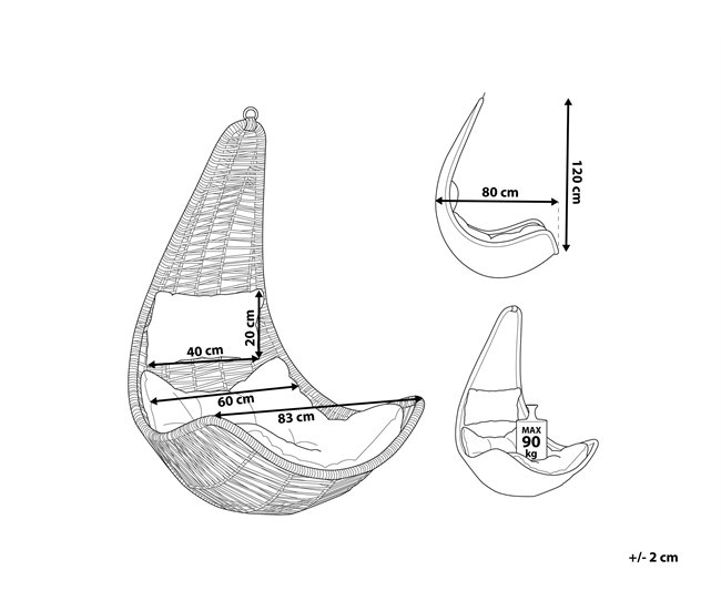 Beliani Sillón colgante ATRI II Natural