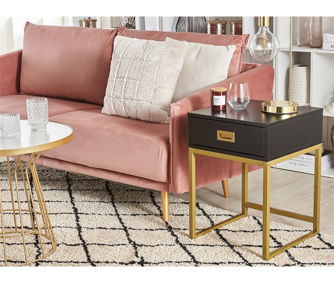 Beliani Mesa auxiliar LARGO 40x40 Preto