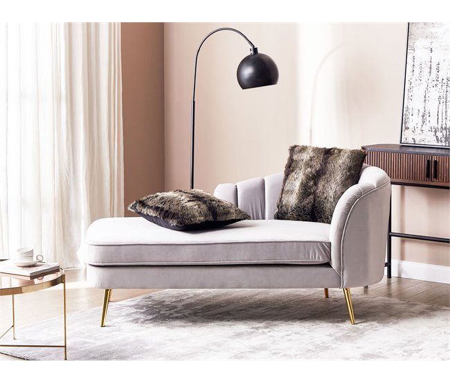 Beliani Chaise longue Veludo ALLIER Azul Marino