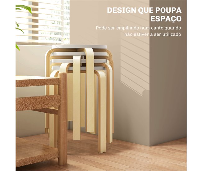 Bancos de Madeira Melamina de Madeira HOMCOM, casa - cadeiras Branco/ Madeira