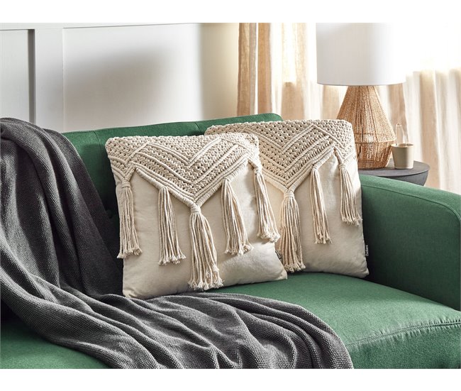 Beliani Almofada decorativa BEDADI Bege