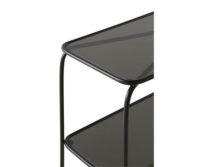 Console de metal com tampo de vidro Preto