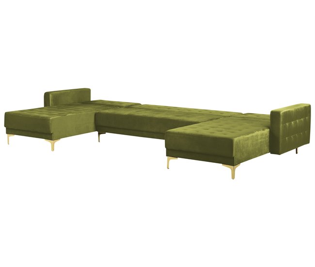 Beliani Sofá-cama Veludo ABERDEEN Verde