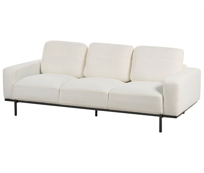 Beliani Sofá de 3 lugares Bouclé SOVIK Branco/ Bege