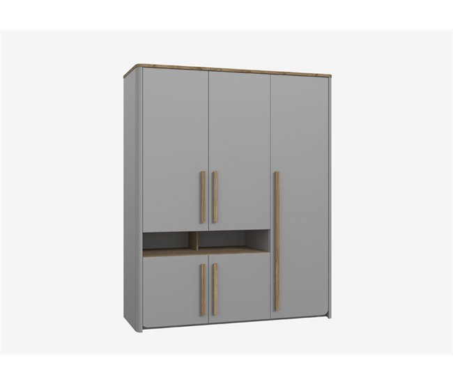Roupeiro SURFINO portas batentes 158x194cm cinza Cinza