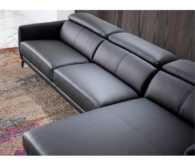 ANGEL CERDA Sofá chaise longue em pele de vaca Preto