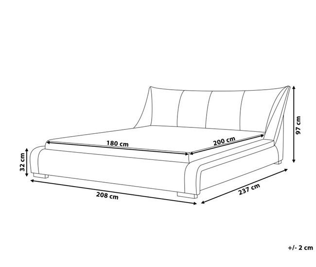 Beliani Cama com estrado Pele NANTES 208x237 Cinza Claro