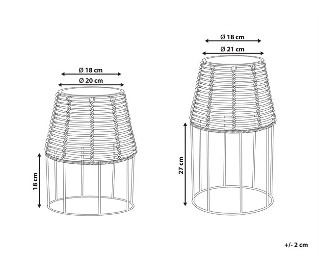 Beliani Conjunto de 2 vasos para plantas BORAGO Castanho Claro