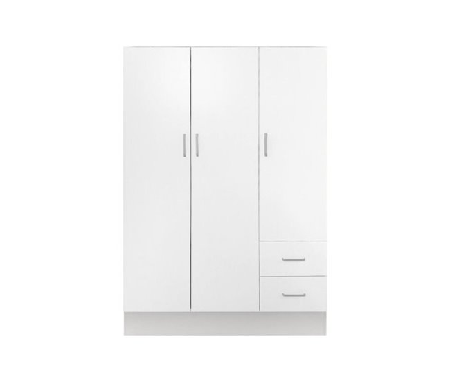 Armário de 3 portas com efeito madeira Branco