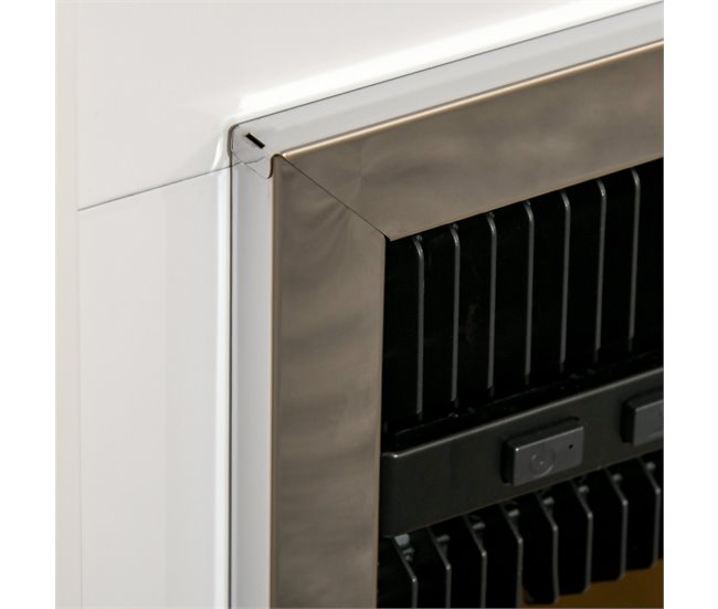 Lareira Elétrica Aço, Vidro Temperado, MDF HOMCOM Branco