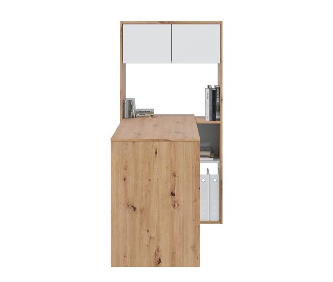 Secretária dupla com prateleiras Carvalho Cinza