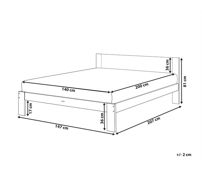 Beliani Cama com estrado Pinho ROYAN 147x207 Branco