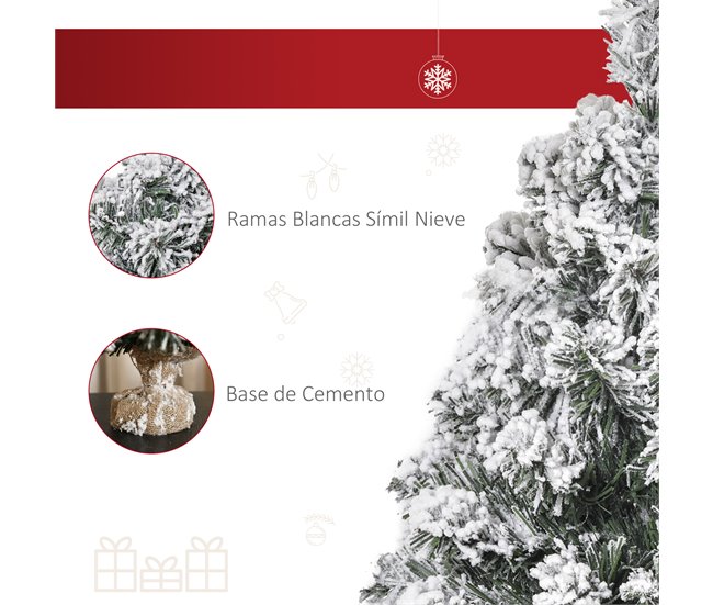 Árvore de Natal Artificial PVC, Serapilheira e Cimento HOMCOM Multicor