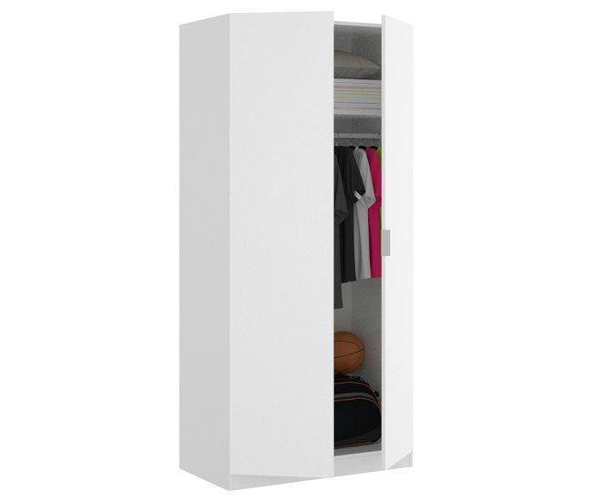 Armário 2 portas com efeito madeira 81 Branco