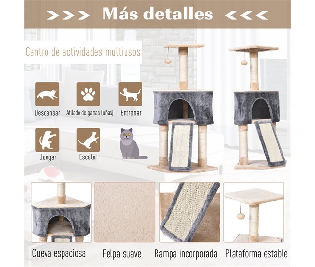 Arranhador para Gatos Aglomerado e Sisal PawHut Marfim