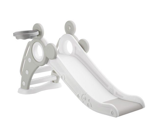 Escorrega Infantil Joy, Com Cesto De Basquetebol, Dobrável Branco/cinza