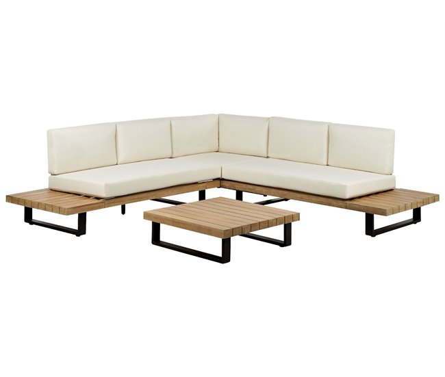 Beliani Conjunto lounge MYKONOS Branco/ Bege