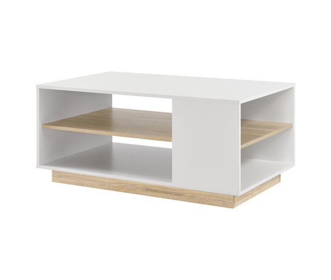 Mesa de centro Trelleborg com prateleira de aglomerado Natural/ Branco