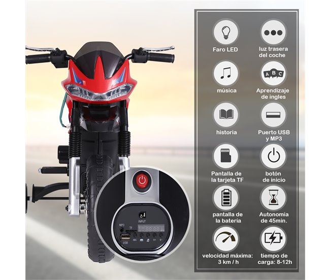 Mota Elétrica para Crianças PP e Metal HOMCOM Vermelho