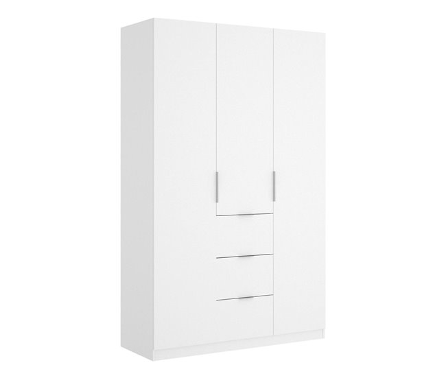 Armário de 3 portas com efeito madeira Branco