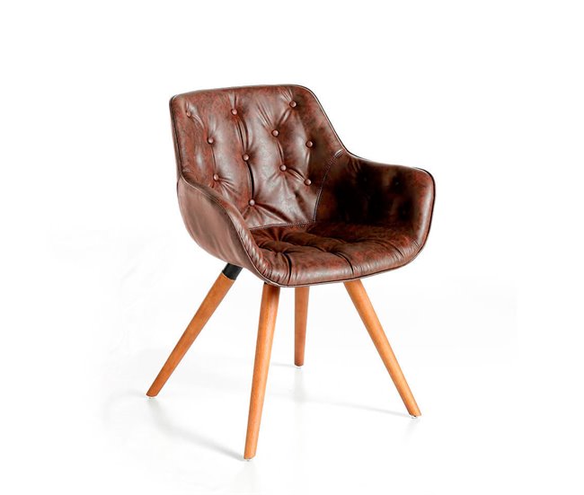 ANGEL CERDA Cadeira em couro ecológico castanho chocolate Nogal