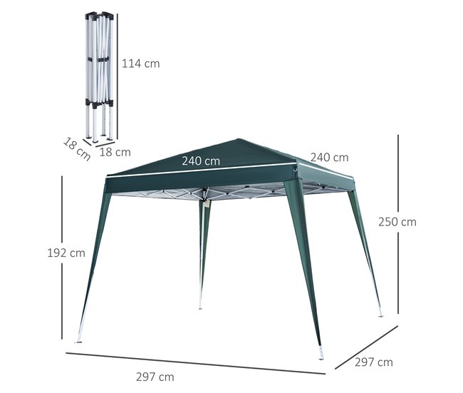 Tenda Dobrável Aço e Tecido Oxford Outsunny 240x240 Verde