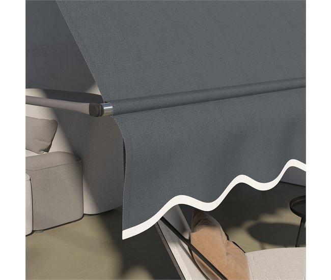 Toldo Manual Retrátil Alumínio, Metal e Poliéster Outsunny Cinza